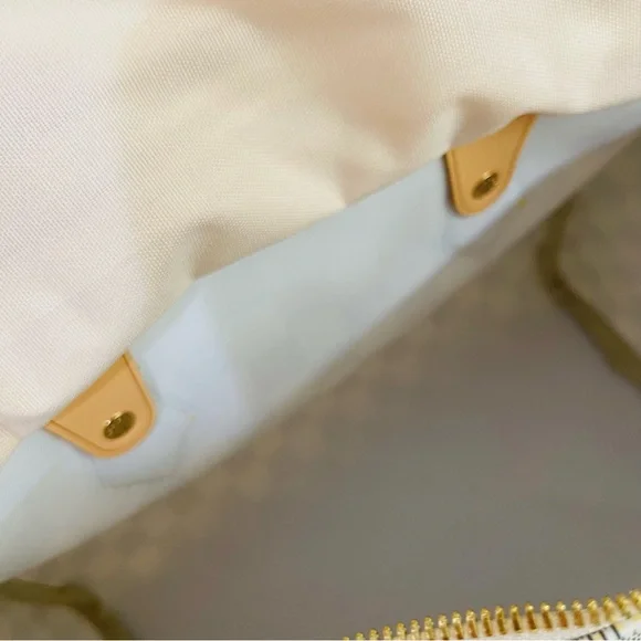 Designer Inspired Checkered Crossbody Bag in Cream and Tan - Picture 12 of 15